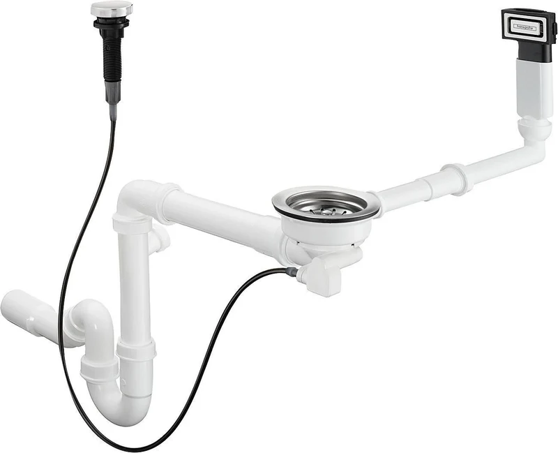 Hansgrohe HG Automatische Ab- und Überlaufgarnitur Einzelbecken Granit D16-11 – Chrom