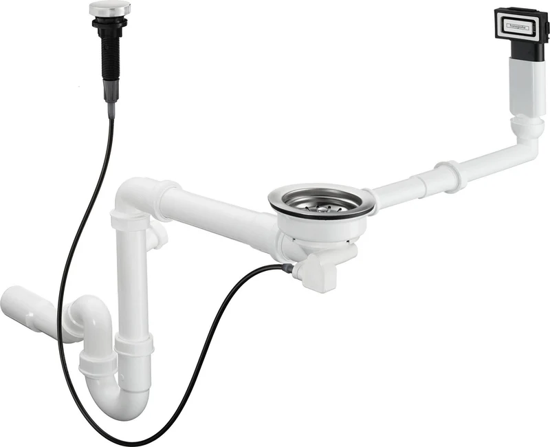 Hansgrohe HG Automatische Ab- und Überlaufgarnitur Einzelbecken Granit D16-11 – Chrom
