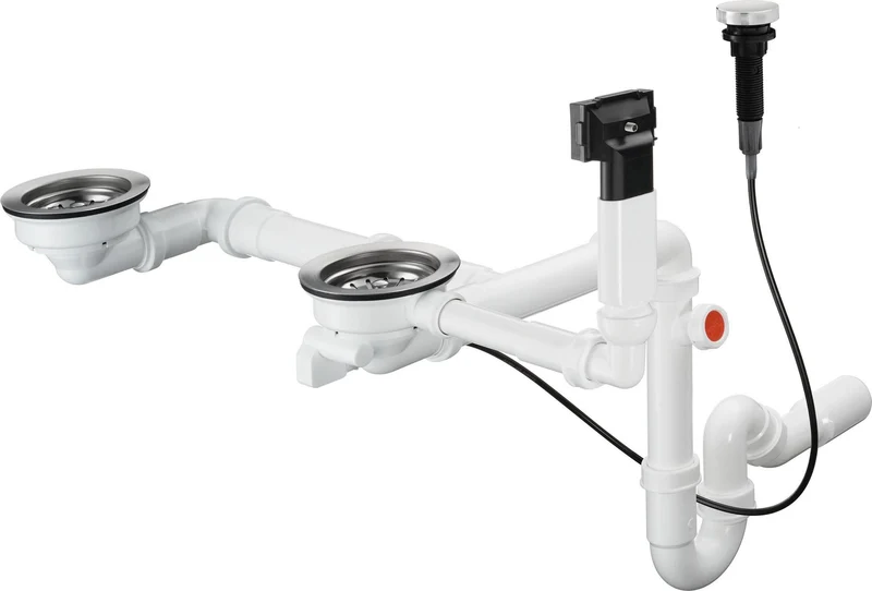 Hansgrohe HG Automatische Ab- und Überlaufgarnitur Doppelbecken Granit D17-11, chrom