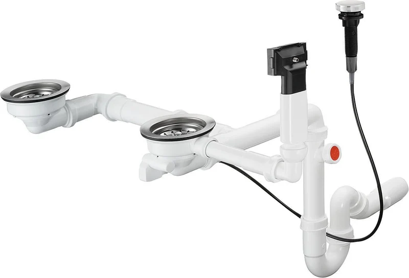 Hansgrohe HG Automatische Ab- und Überlaufgarnitur Doppelbecken Granit D17-11, chrom