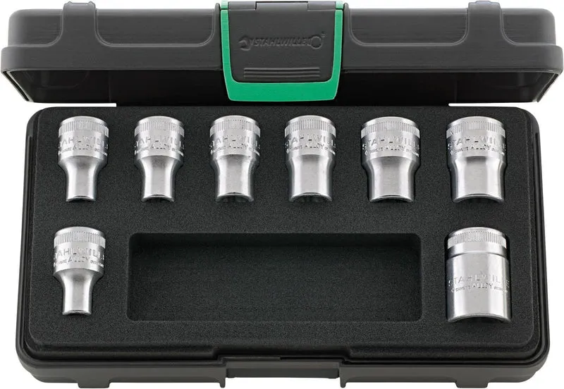 STAHLWILLE Steckschlüsselsatz 50TX/8 8-teilig 1/2 Zoll für Außen-TORX®-Schrauben