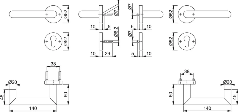 HOPPE Feuerschutz-Rosettengarnitur Rotterdam FS-E1401/42H/42HS Edelstahl für Innentüren