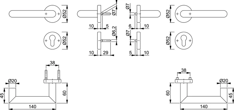 HOPPE Feuerschutz-Rosettengarnitur Rotterdam FS-E1401/42H/42HS Edelstahl für Innentüren