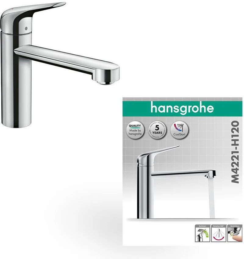 Hansgrohe HG Spültischmischer 120 CoolStart Eco Schwenkauslauf M4221-H120 chrom