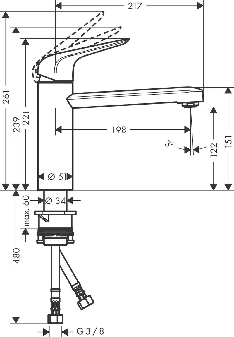 Hansgrohe HG Spültischmischer 120 CoolStart Eco Schwenkauslauf M4221-H120 chrom