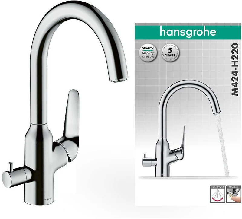 HANSGROHE HG Spültischmischer 220 Schwenkauslauf mit Geräteabsperrventil M424-H220 chrom