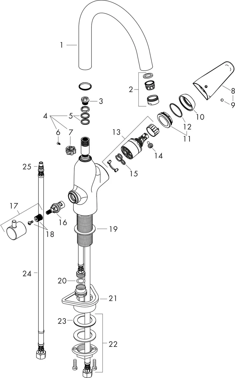 HANSGROHE HG Spültischmischer 220 Schwenkauslauf mit Geräteabsperrventil M424-H220 chrom
