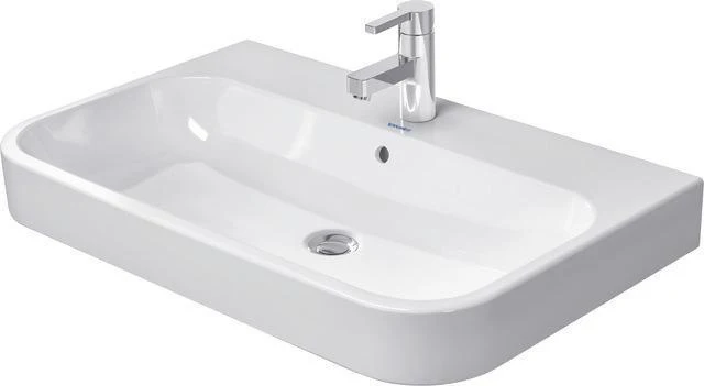 Duravit Möbelwaschtisch HAPPY D.2 800 x 505 mm weiß mit Überlauf und Hahnlochbank