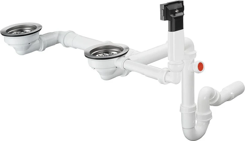 Hansgrohe Manuelle Ab- und Überlaufgarnitur Doppelbecken Granit D17-10 in Chrom – 1 1/2" Anschluss