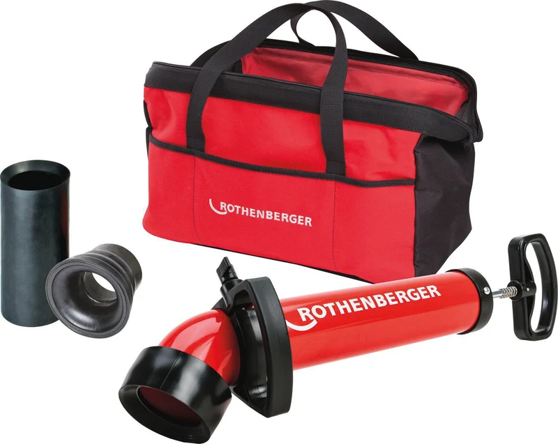 ROTHENBERGER ROPUMP SUPER PLUS Saug-Druckreiniger Set mit 3 Adaptern für Rohrreinigungen