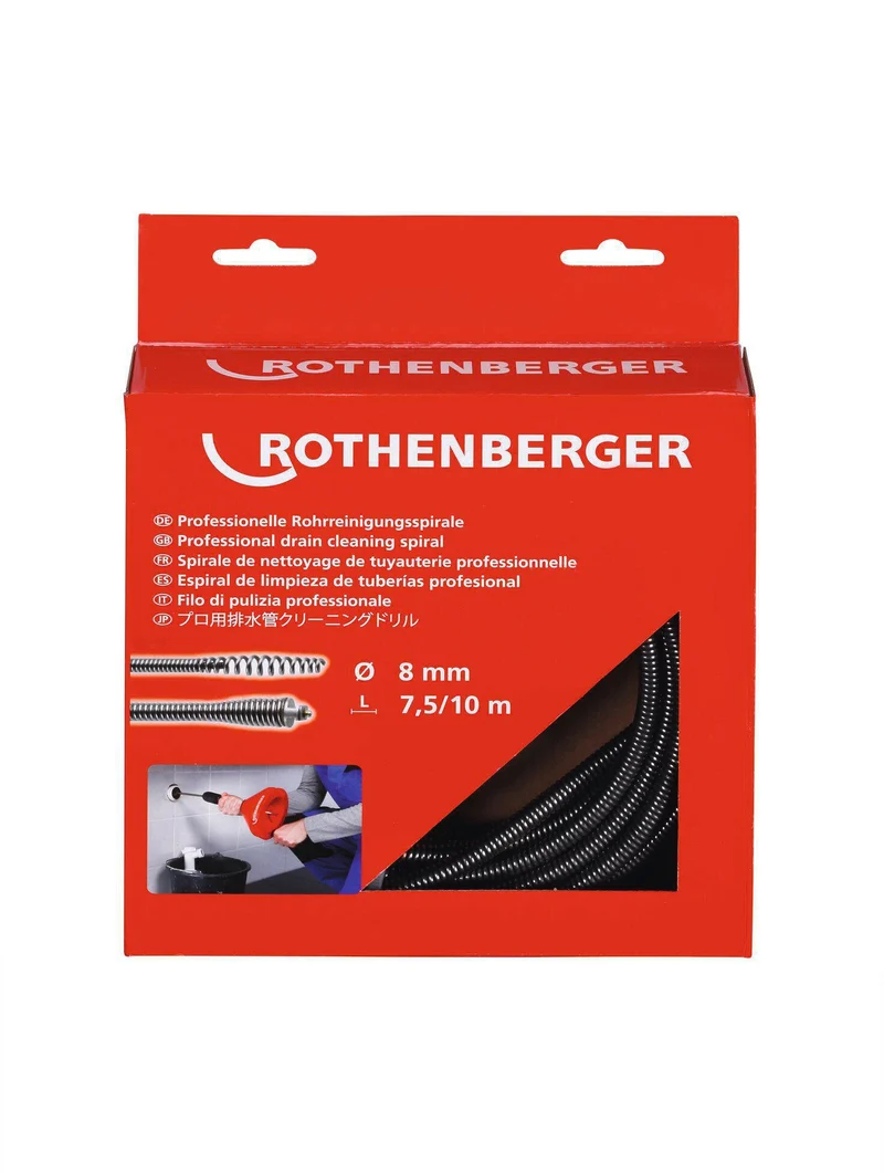 ROTHENBERGER ROSPIMATIC Spiralwerkzeug 7,5 m Spiralen-Ø 8 mm mit Werkzeugkupplung und Seele