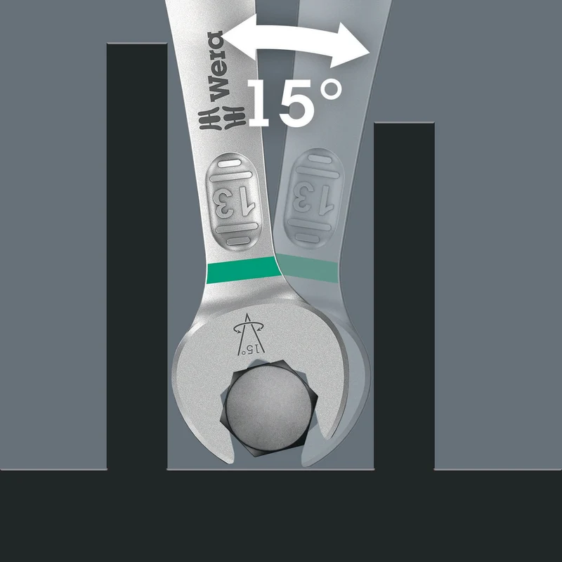 WERA Ringmaulschlüsselsatz 6003 Joker 8 Imperial Set 1 – 8-teilig, zöllig, für enge Bauräume