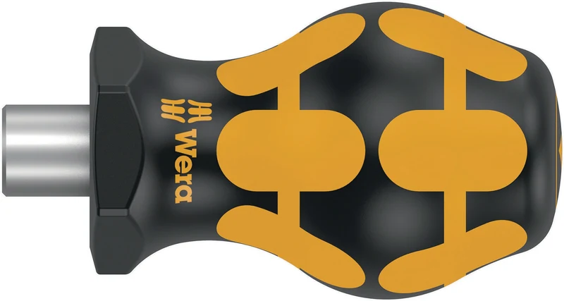 WERA Bithandhalter 811/1 Stubby ESD 1/4 Zoll mit Abrollschutz, Klingenlänge 3/8 Zoll