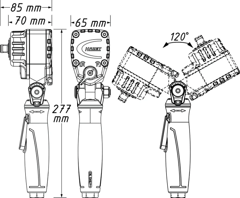 HAZET Druckluftschlagschrauber 9012ATT 12,5 mm (1/2") A4-kt. 500 Nm mit Twin Turbo Technologie