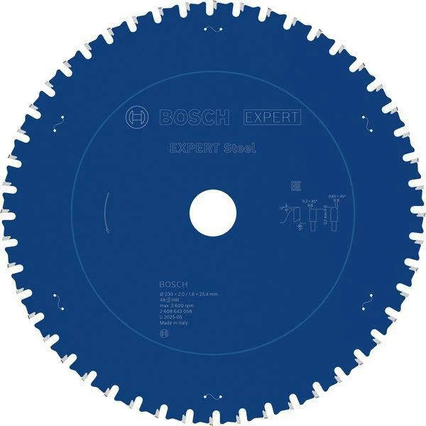 Bosch Kreissägeblatt Expert for Steel 230 mm, 48 Zähne, für Edelstahl, 25,4 mm Bohrung
