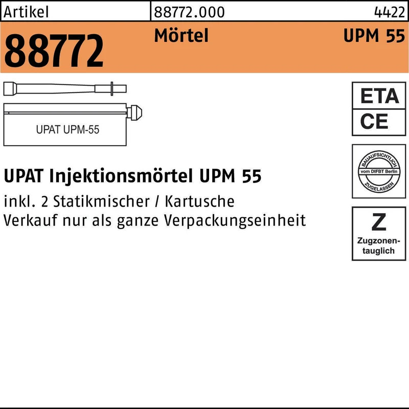 UPAT Injektionsmörtel UPM 55-390, 6 Stück, chemische Befestigung