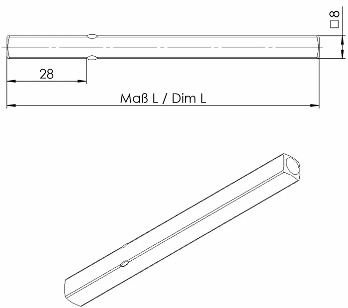 Ogro Drückerstift OGRO 114 PB ( 3000267156 ) Vierkant 8 x 97 mm
