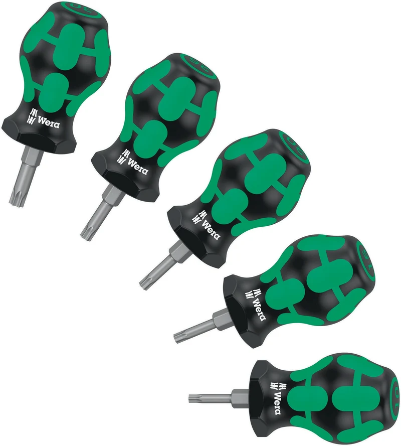 WERA Schraubendrehersatz Stubby TX 1 5-tlg. Kraftform, mehrkomponentig – für schwer zugängliche Bereiche