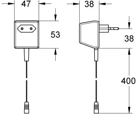 GROHE Steckertrafo 43016 – 230 V AC auf 12 V AC, 50 Hz, Schutzart IP 44