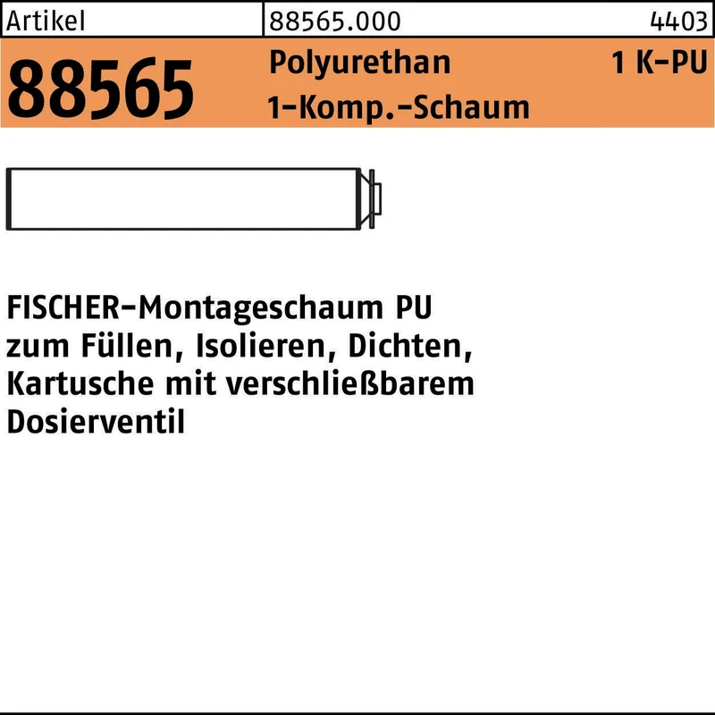 FISCHER Montageschaum PU 1 500 – 1K-Polyurethan-Bauschaum