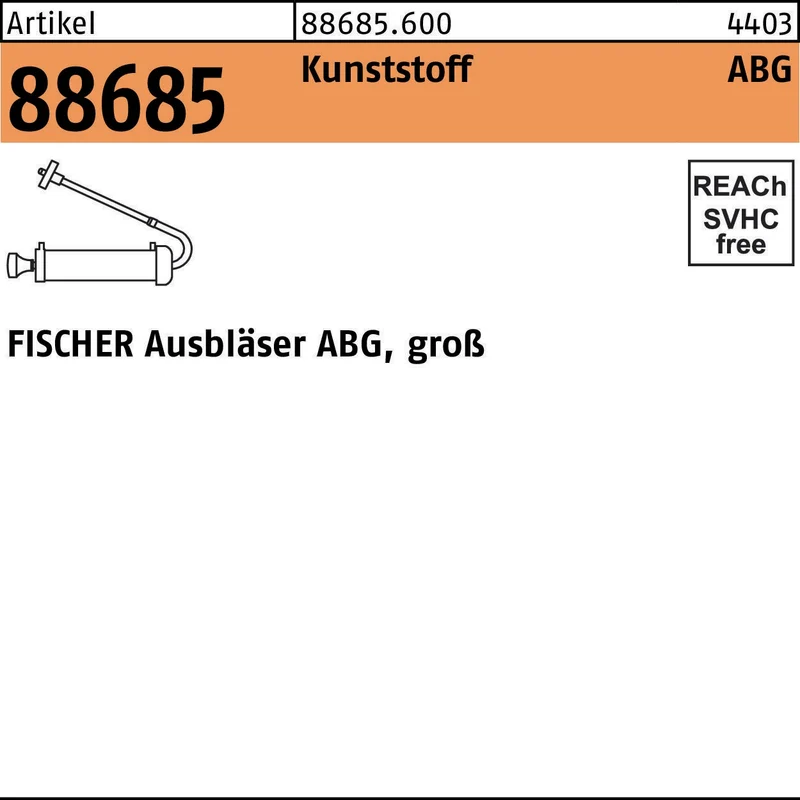 FISCHER Ausbläser ABG groß aus Kunststoff – 1 Stück, Form ABG, zum Reinigen von Bohrlöchern