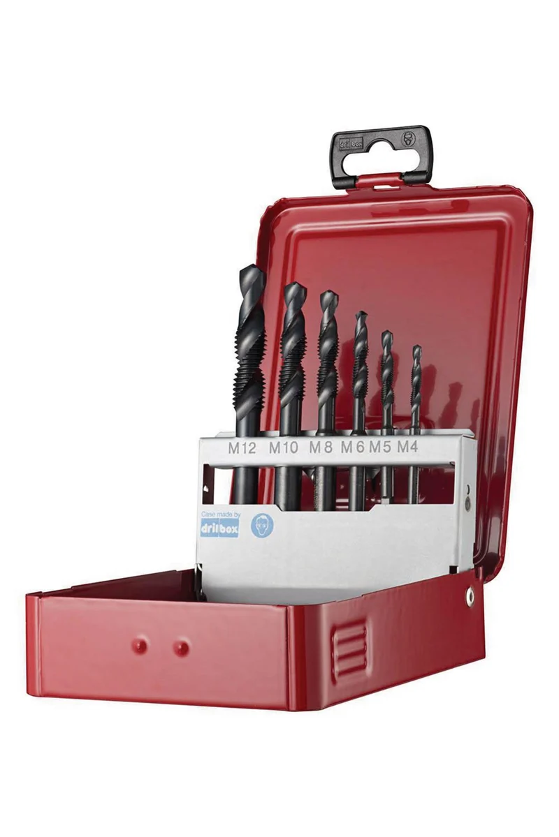 DORMER Kombigewindebohrer-Set L126 C 2-3 M4-M12 HSS 1,5xD 6H im 6-teiligen Metallkasten