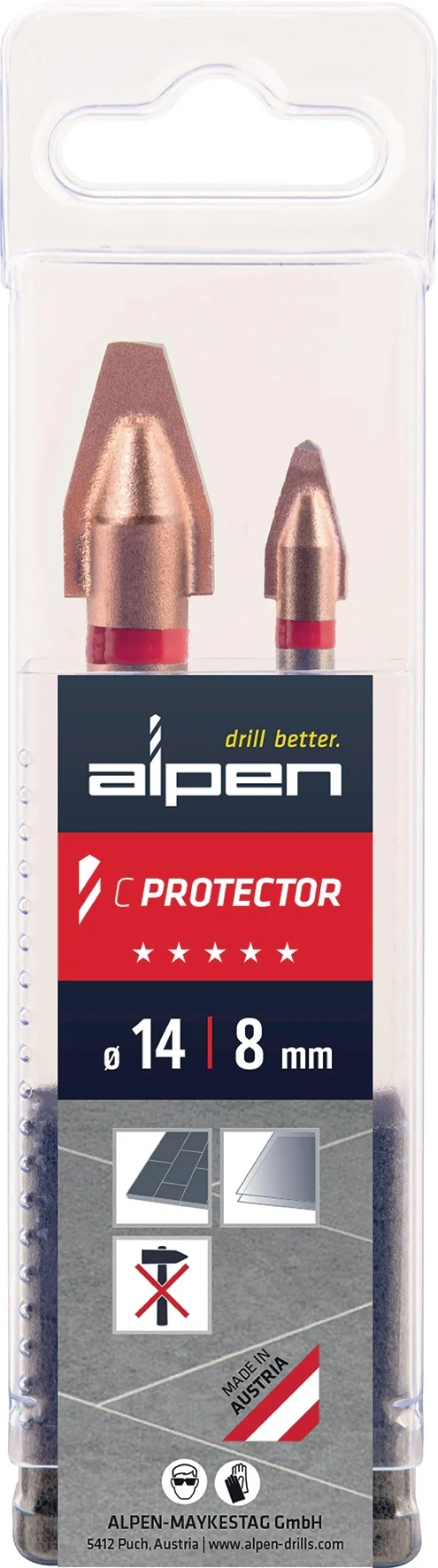 ALPEN Fliesenbohrersatz C PROTECTOR 2-tlg. Ø 8/14 mm – Präzise Bohrungen in Feinsteinzeug