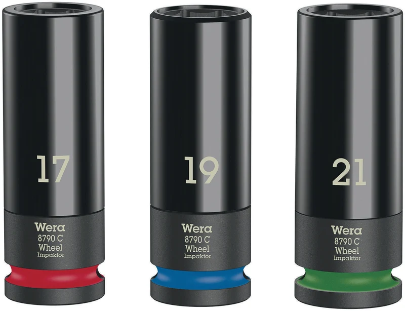 WERA Kraftsteckschlüsselsatz Wheel Impaktor C Set 1, 3-teilig, 1/2 Zoll, lang, 6-kant
