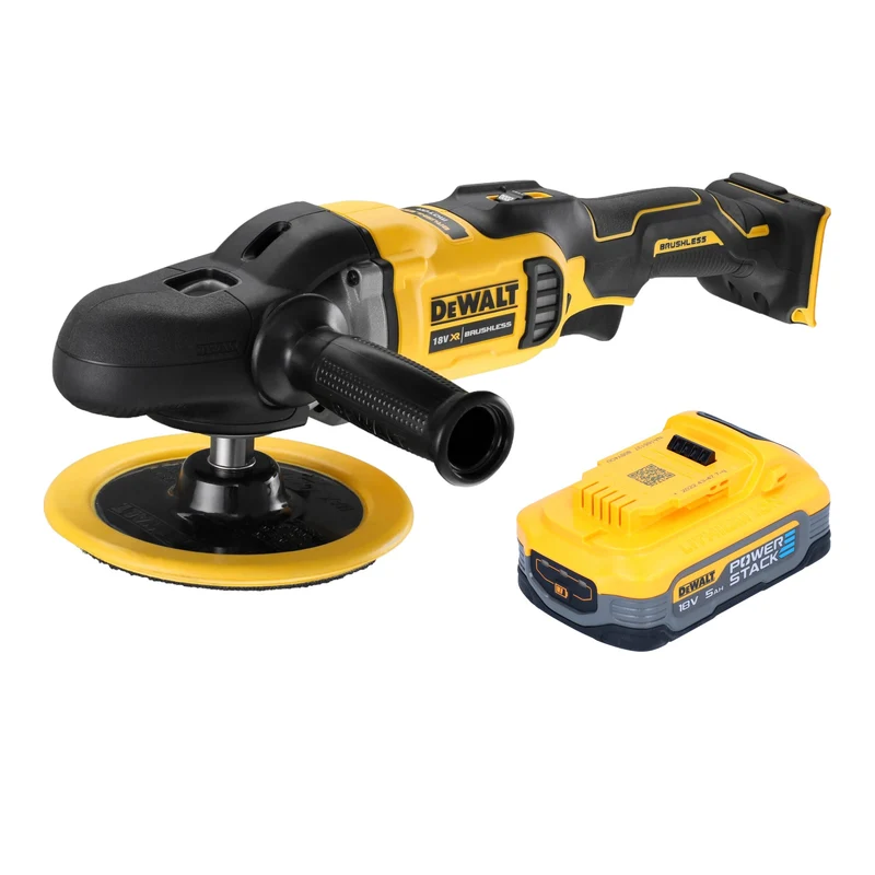 DeWalt DCM 849 N Akku Exzenter Poliermaschine 18 V 180 mm Brushless + 1x Powerstack Akku 5,0 Ah - ohne Ladegerät
