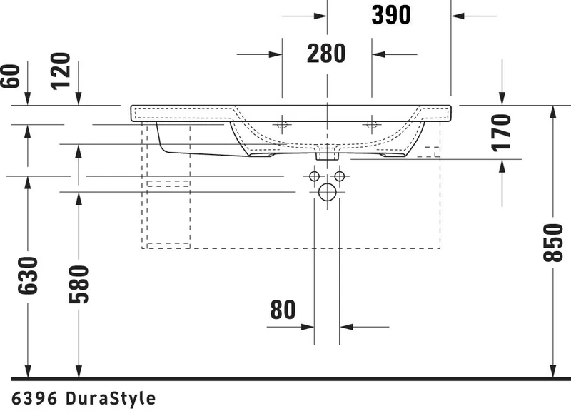 Duravit DuraStyle Möbelwaschtisch 1000 mm weiß mit WonderGliss, Becken rechts, 3 Hahnlöcher