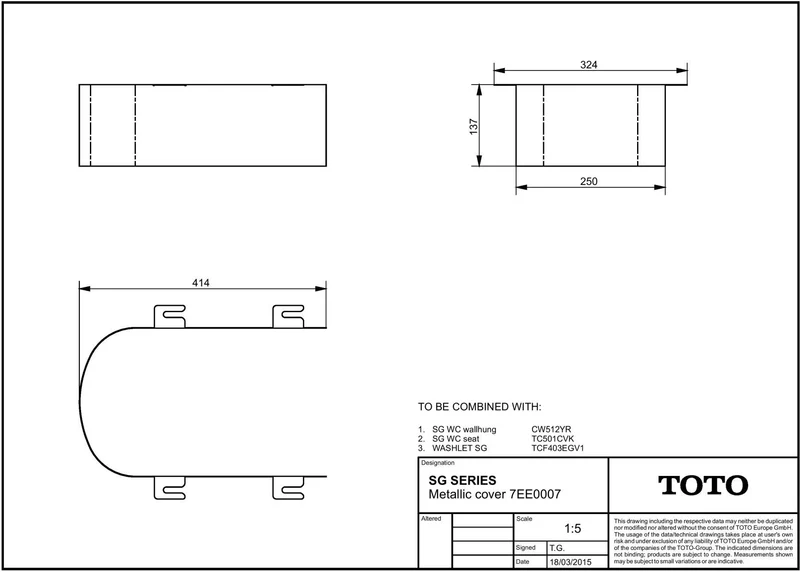 TOTO Metallabdeckung für SG Wand-WC CW512YR, silber – Edelstahl-Abdeckung für wandhängende WCs