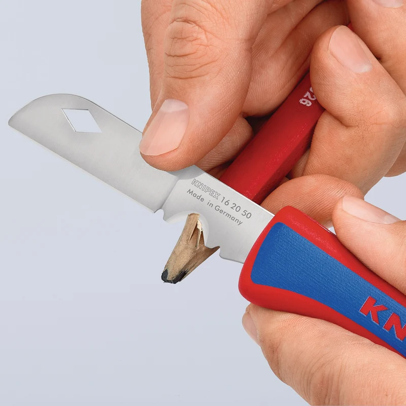 KNIPEX Elektrikerklappmesser 120 mm – Klappbare Klinge aus rostfreiem Stahl, Made in Solingen
