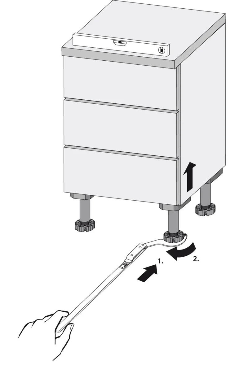 HETTICH Sockelverstellwerkzeug Metall bis 300 kg – Verstellhilfe für Sockelfüße
