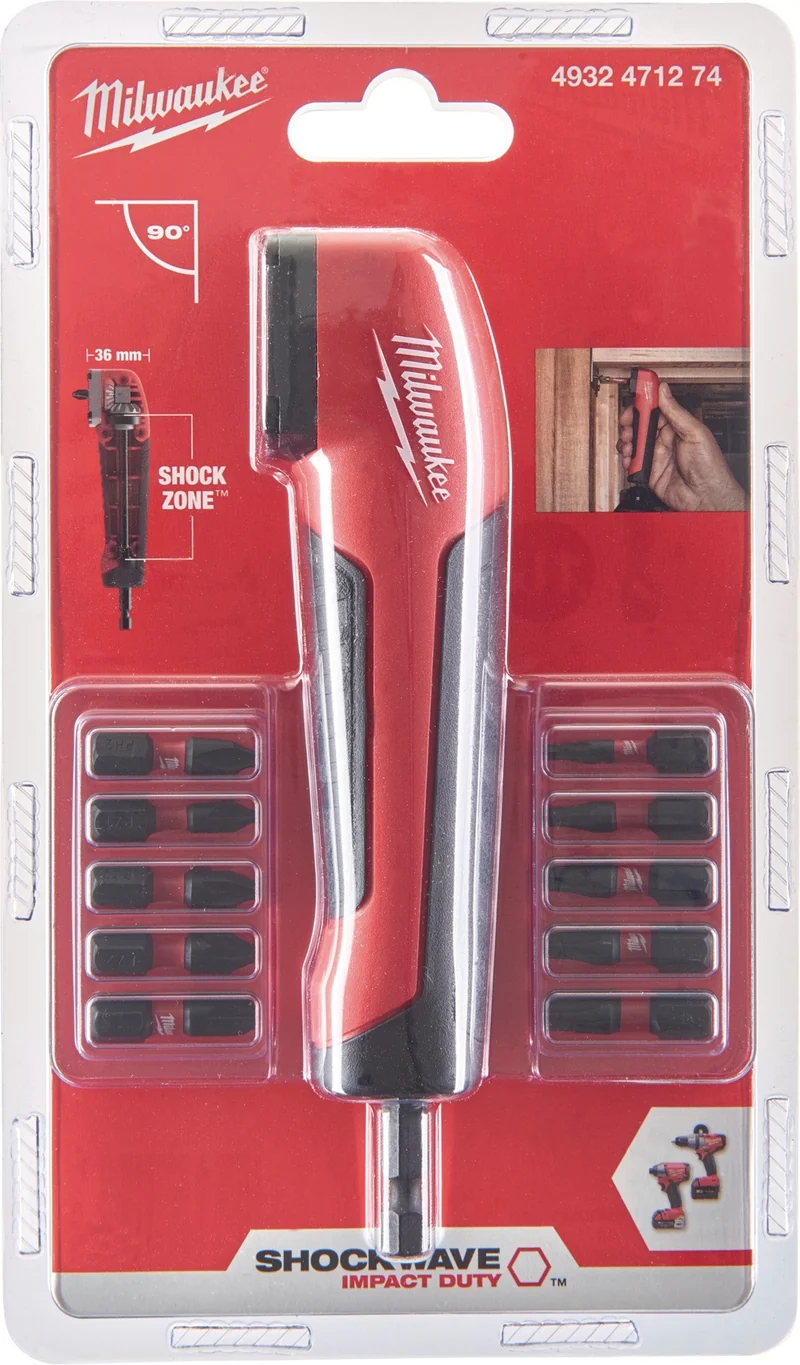 MILWAUKEE SHOCKWAVE Winkelschraubervorsatz RAA 1/4 Zoll für enge Stellen