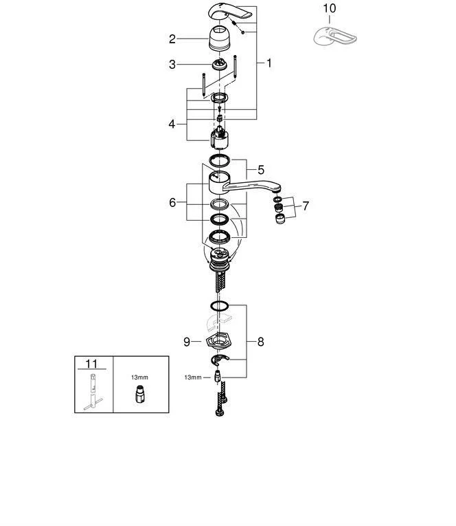 GROHE Euroeco Special Einhand-Spültischbatterie mit Temperaturbegrenzer Chrom