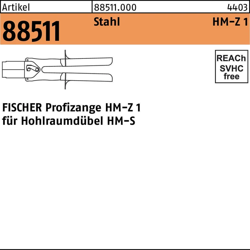 FISCHER Dübelzange R 88511 HMZ 1 aus Stahl für Hohlraumdübel HM-S