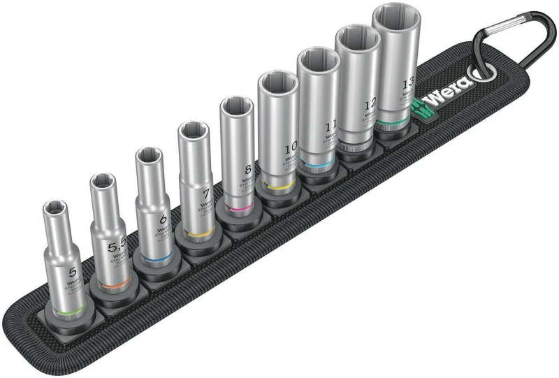 WERA Steckschlüsseleinsatz-Set Belt A Deep 1, 9-teilig, SW 5-13 mm, Antrieb 1/4"