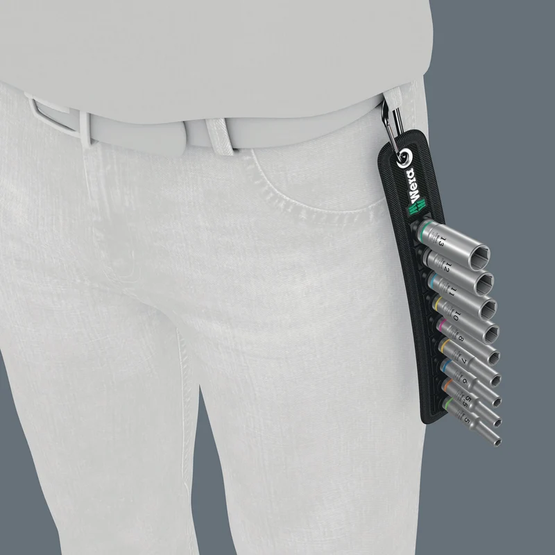 WERA Steckschlüsseleinsatz-Set Belt A Deep 1, 9-teilig, SW 5-13 mm, Antrieb 1/4"