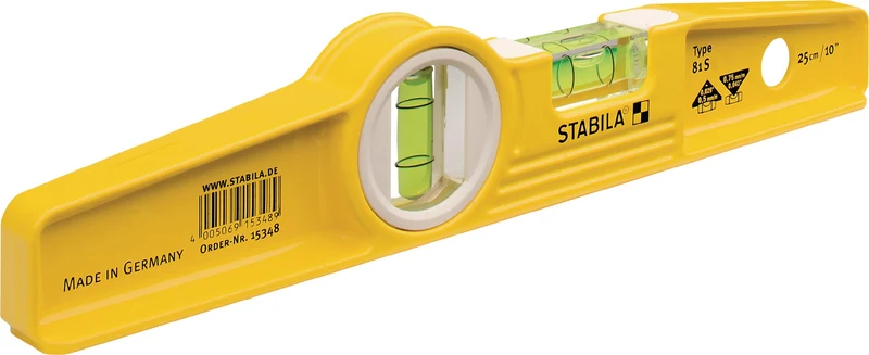 STABILA Torpedowasserwaage 81 S 25 cm – Aluminium, gelb, ± 0,5 mm/m