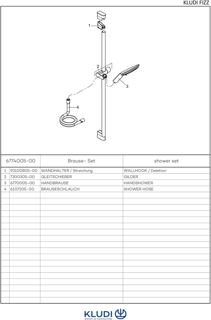 KLUDI FIZZ 3S Brause-Set mit Wandstange 900 mm