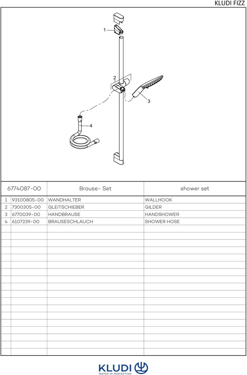 KLUDI FIZZ 3S Brause-Set mit Wandstange 900 mm