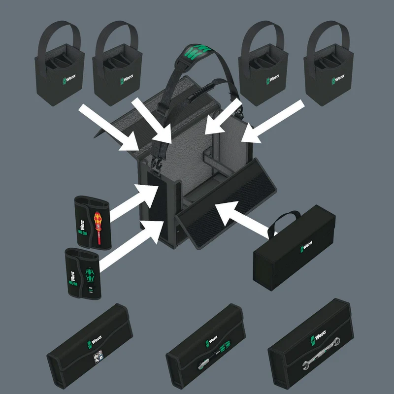 Wera 2go 2 XL Werkzeugbox 455x330x170 mm mit Klettsystem und Köcher
