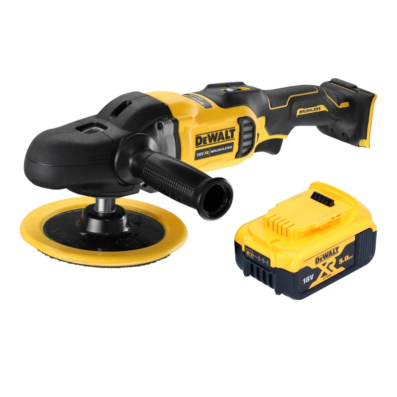 DeWalt DCM 849 N Akku Exzenter Poliermaschine 18 V 180 mm Brushless + 1x Akku 5,0 Ah - ohne Ladegerät