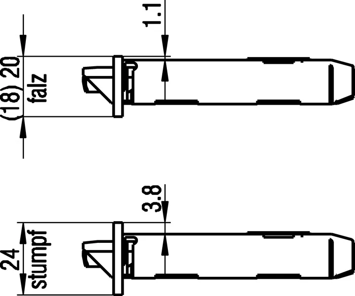 BKS Zimmertür-Einsteckschloss 0215 ( 3000251045 ) BB 20/ 55/72/8 mm DIN links Klasse 1 Kunststoff