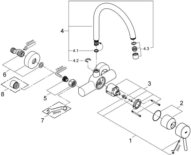 GROHE Concetto Einhand-Spültischbatterie Wandmontage – schwenkbarer Auslauf 360°, chrom