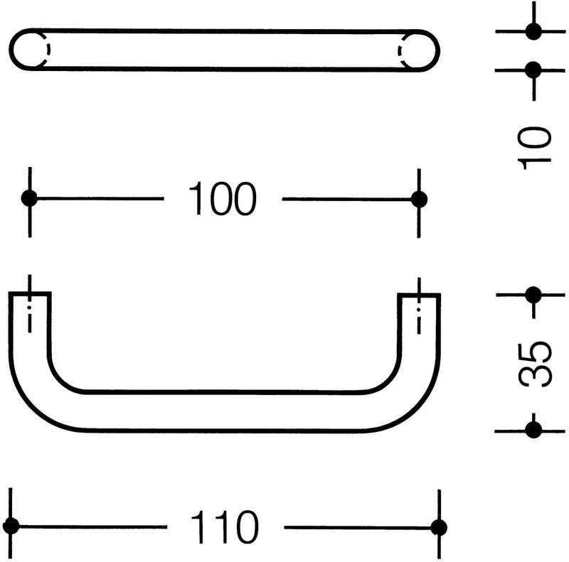 HEWI Möbelgriff 548.110B – tiefschwarz matt, Ø 10 mm, 110 mm, Polyamid