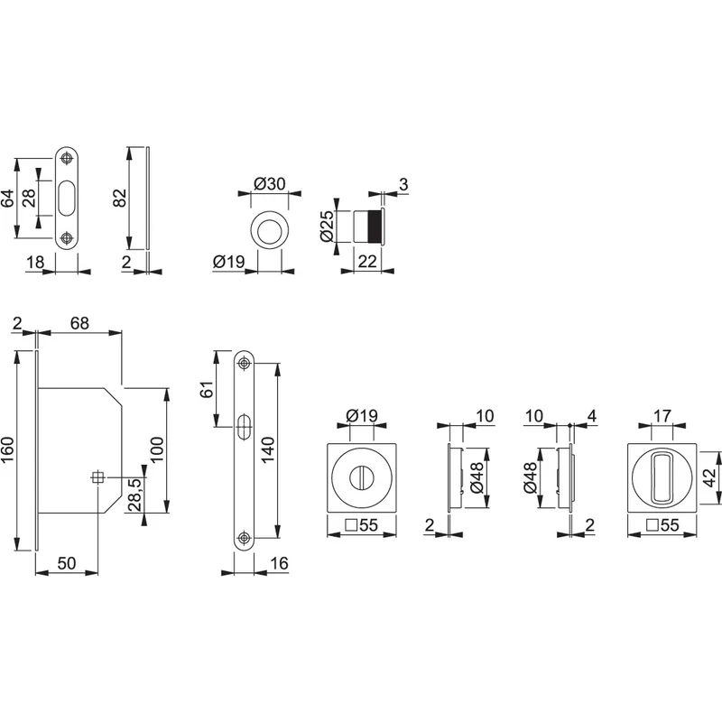 Schiebetürmuschel-Set 4921-WC