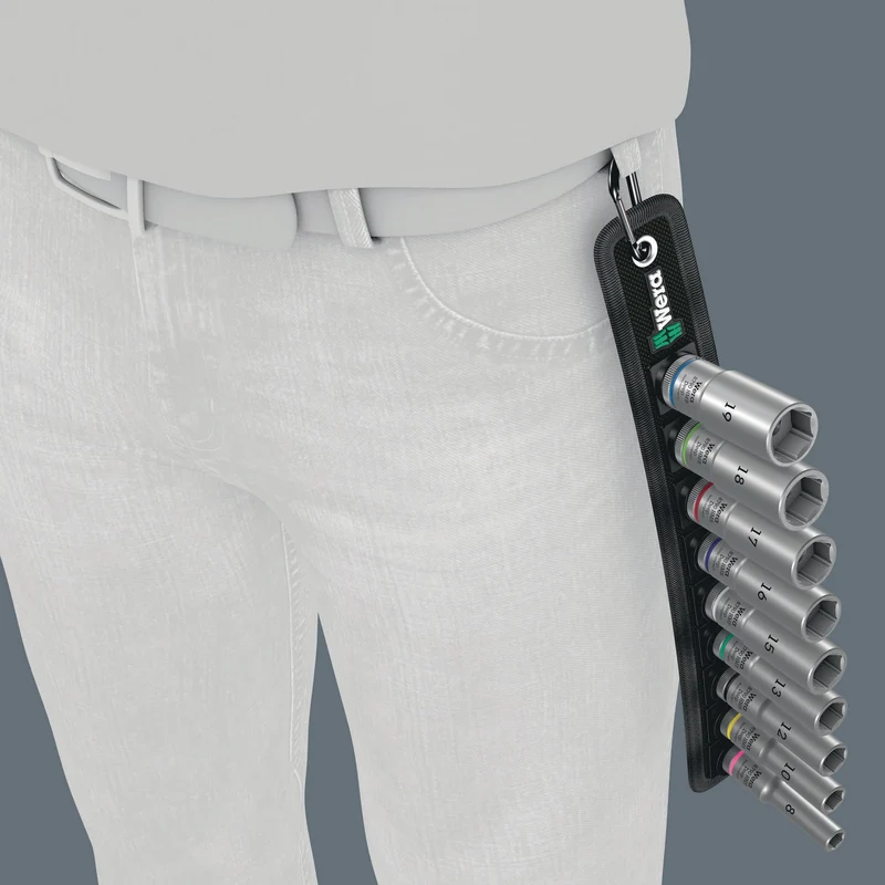 WERA Steckschlüsseleinsatzset Belt B Deep 1 9-teilig SW 8-19 mm Antrieb 10 mm (3/8″)