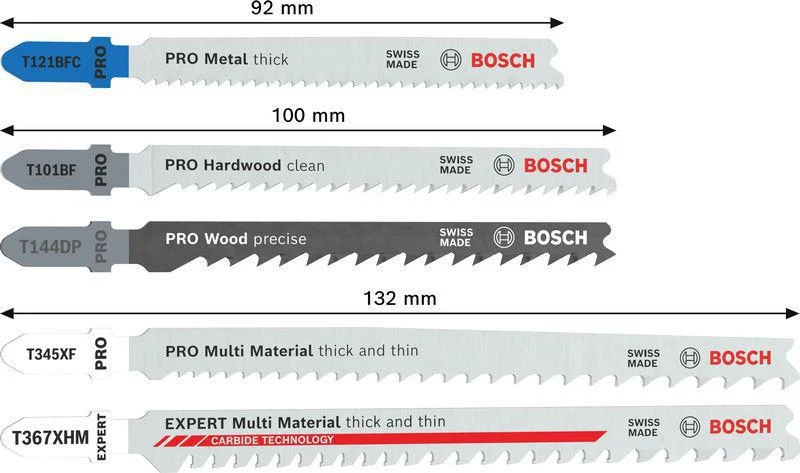 BOSCH Stichsägeblatt-Set JSB Multi-Material 15-teilig für Holz, Metall und Kunststoff