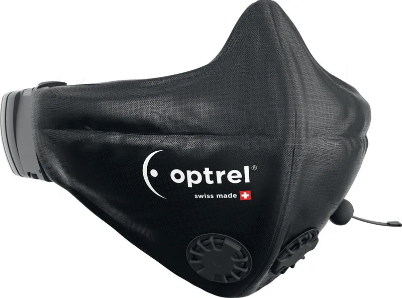 OPTREL Mund-Nasenmaske schwarz POM Polyester PU mit Ventil 2 St. für swiss air